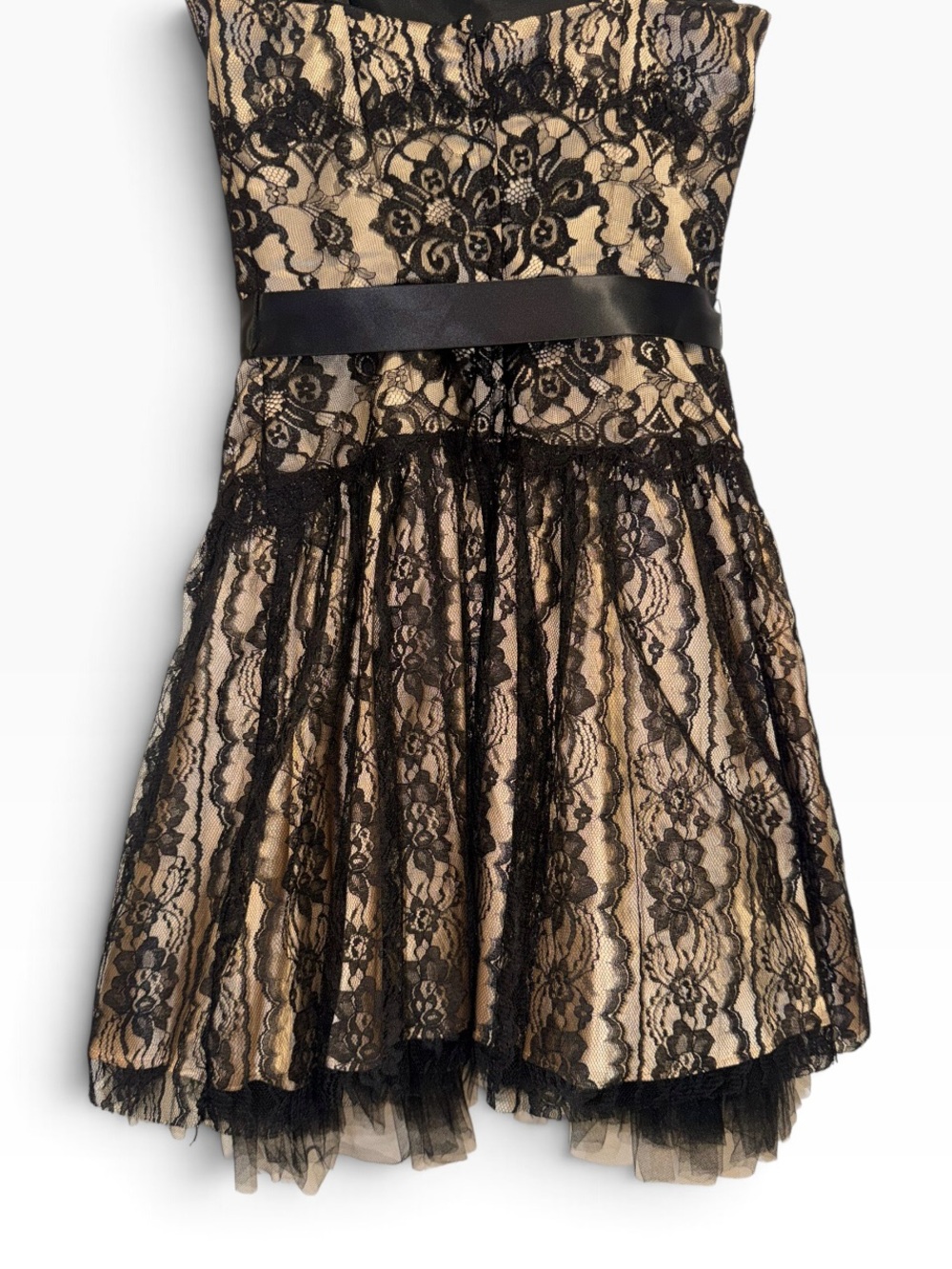 Jessica McClintock Black Lace Mini Dress 4 Y2K Vintage Homecoming 2003 EUC 🟡 - Picture 12 of 14